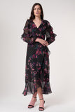 Susannah Black Floral Print Midaxi Dress