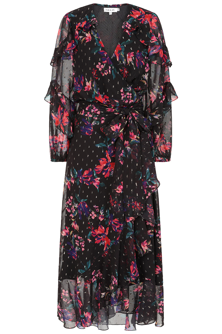 Susannah Black Floral Print Midaxi Dress