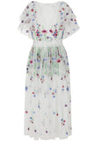 Suzette White Floral Embroidered Midi Dress