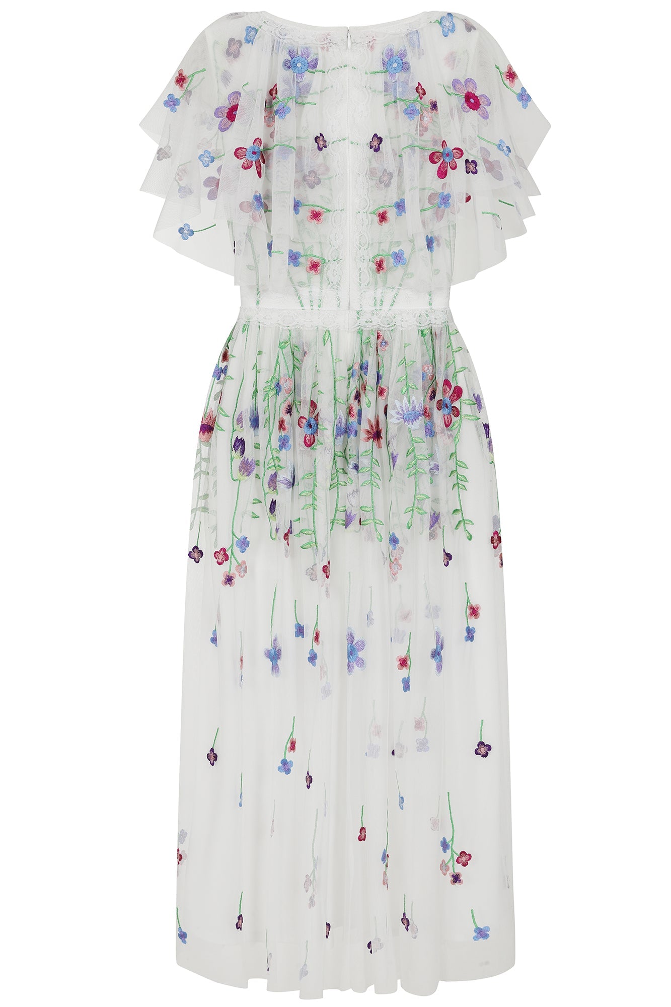 Suzette White Floral Embroidered Midi Dress