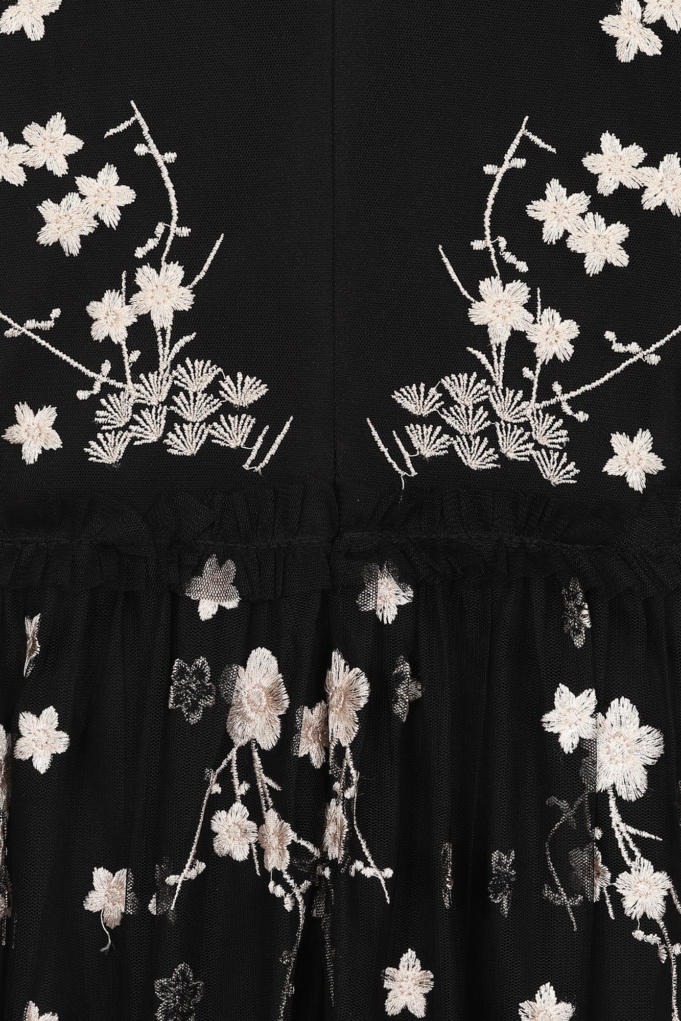 Talia Black Floral Embroidered Midi Dress