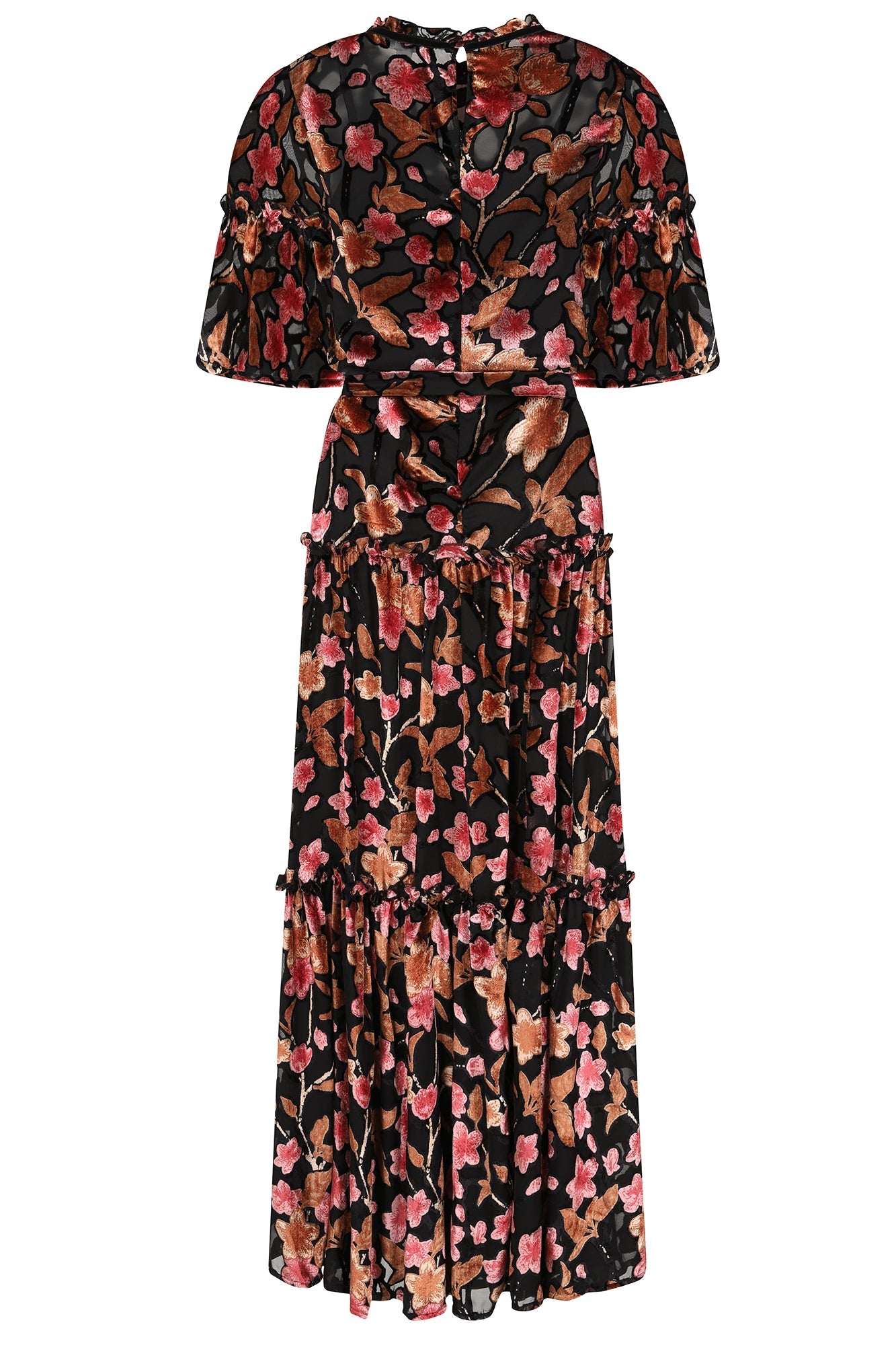 Talise Black Floral Burnout Velvet Maxi Dress