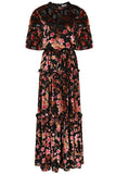 Talise Black Floral Burnout Velvet Maxi Dress