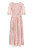 Tansy Blush Embellished and Embroidered Midi Dress