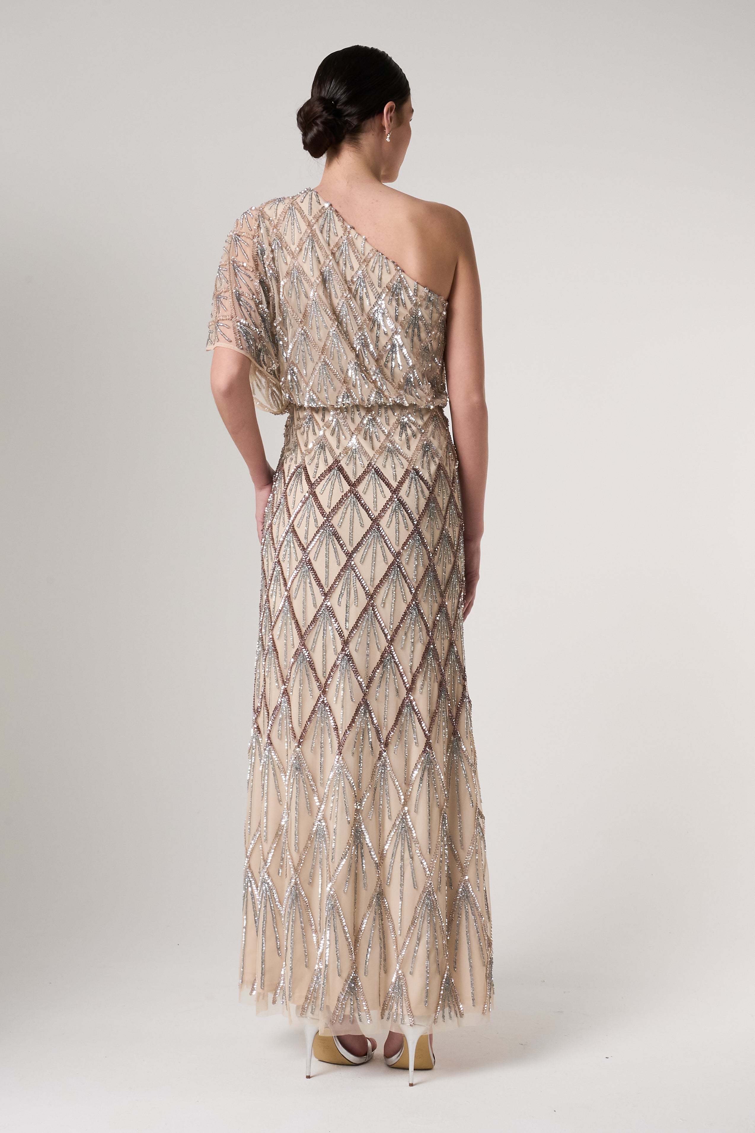 Theodora Embellished One Shoulder Maxi Dress