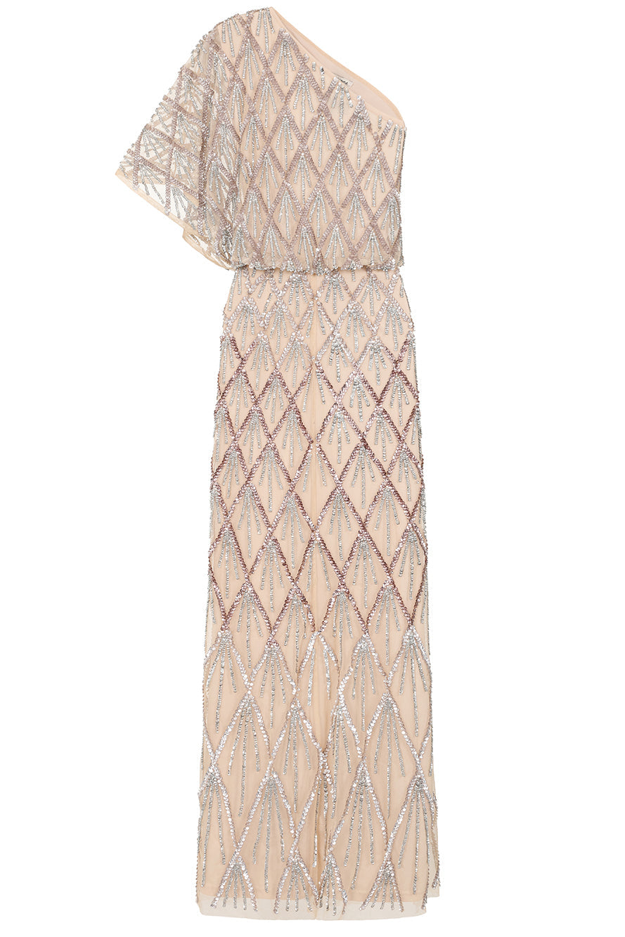 Theodora Embellished One Shoulder Maxi Dress