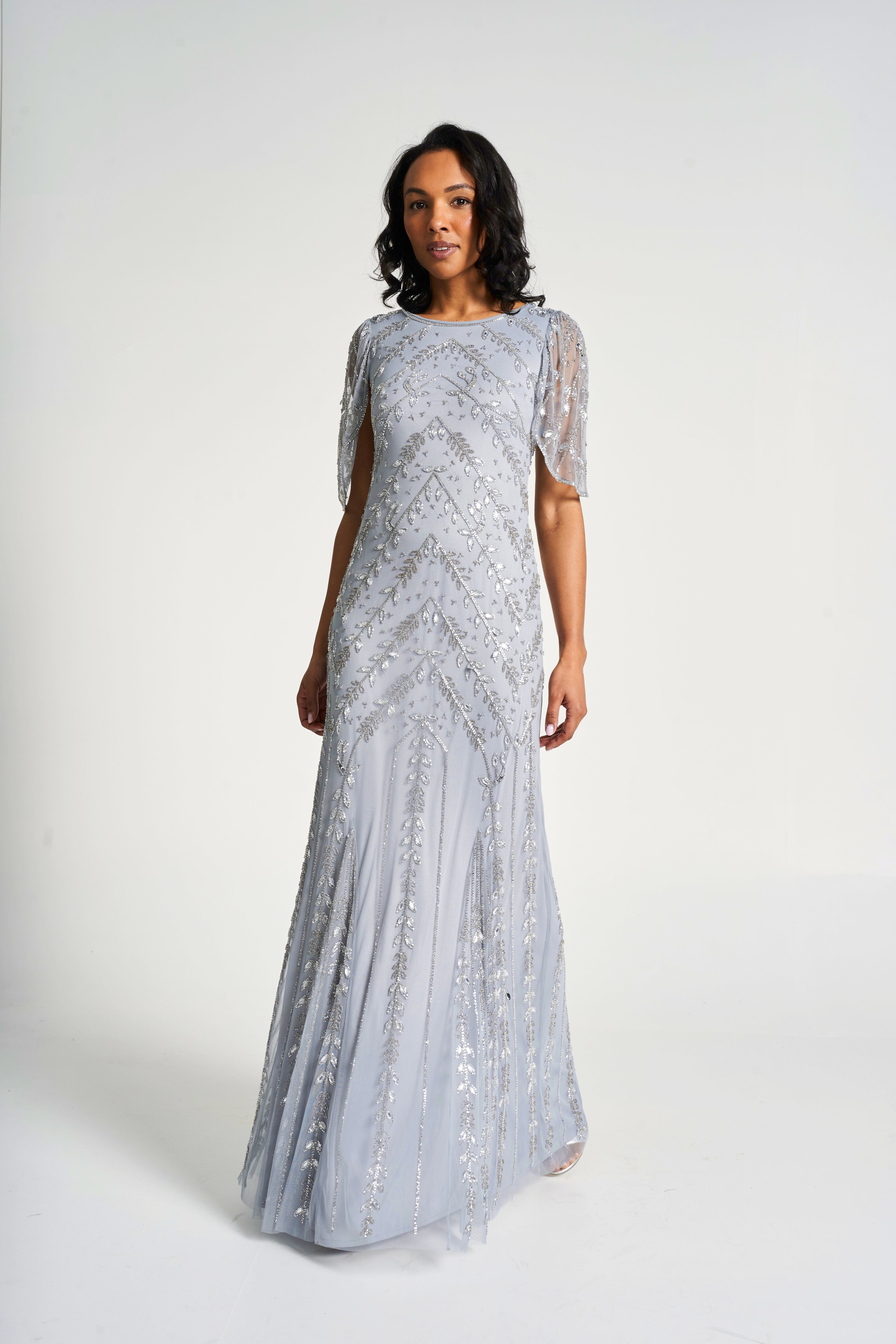 Titania Cloud Blue Embellished Maxi Dress