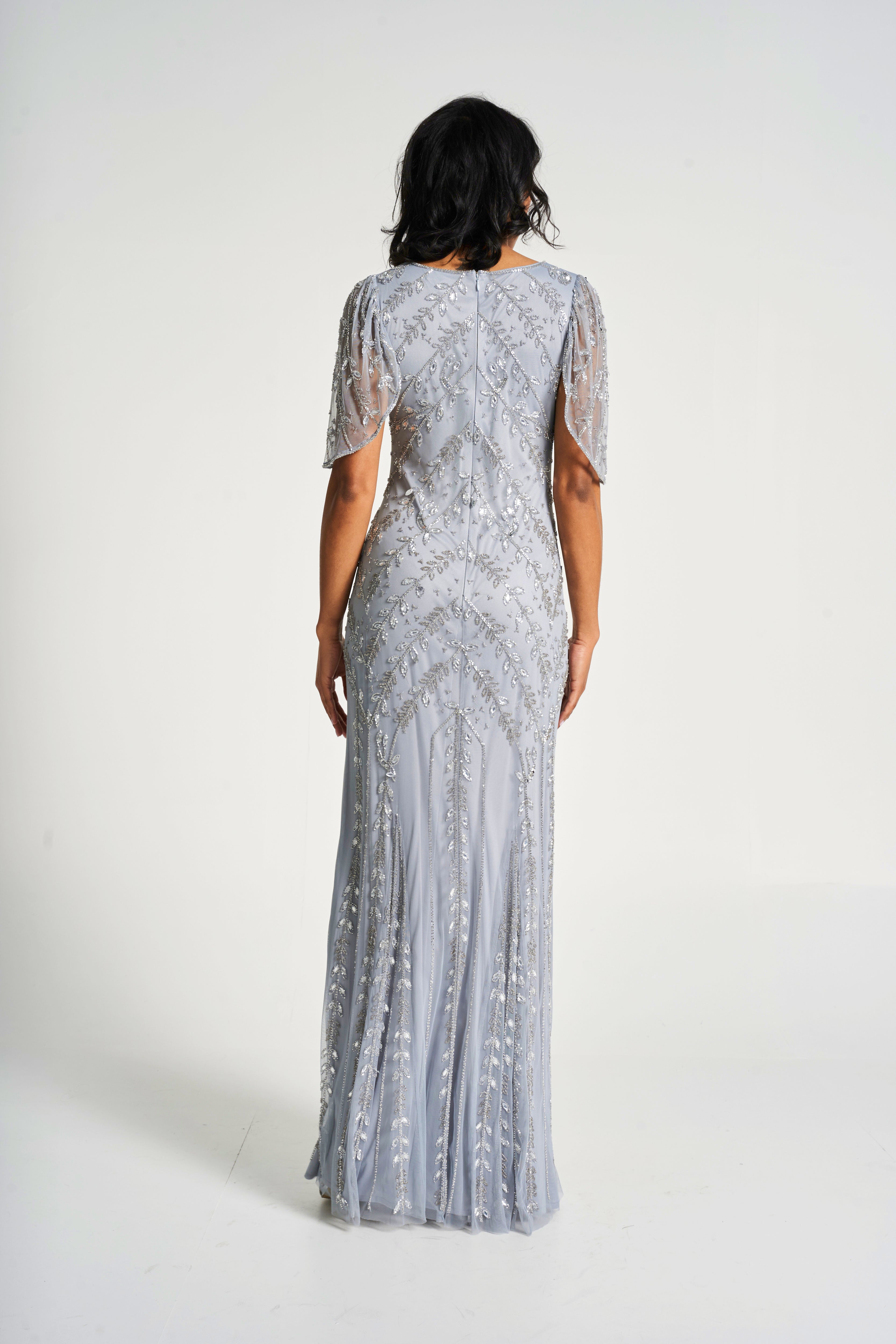 Titania Cloud Blue Embellished Maxi Dress