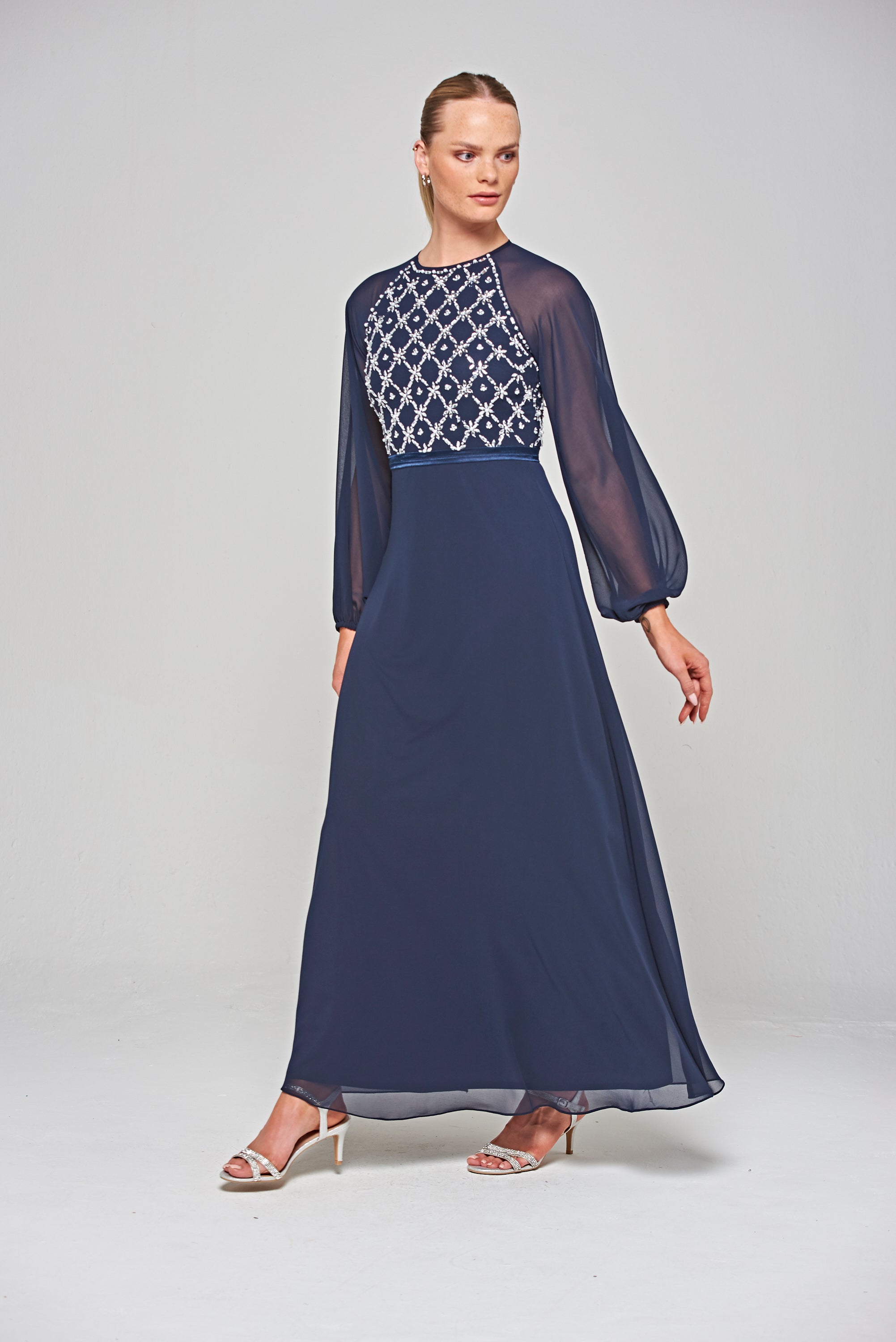 Valerie Embellished Maxi Dress - Navy