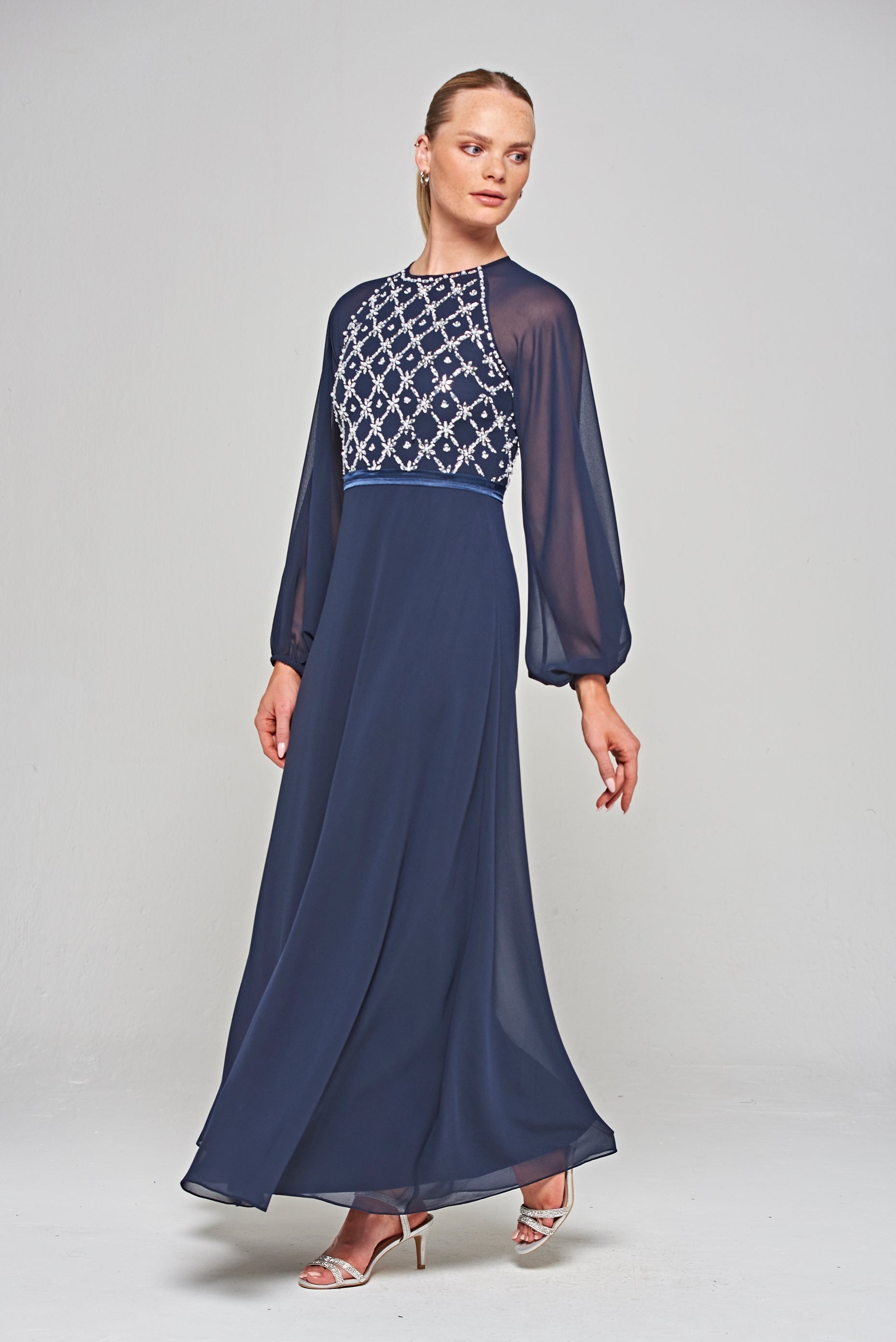 Valerie Embellished Maxi Dress - Navy