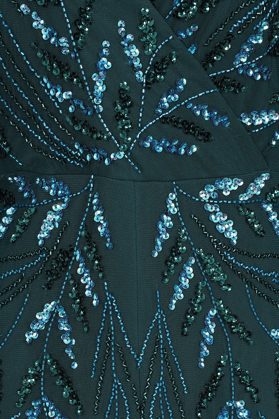 Vanessa Storm Green Embellished Maxi Dress