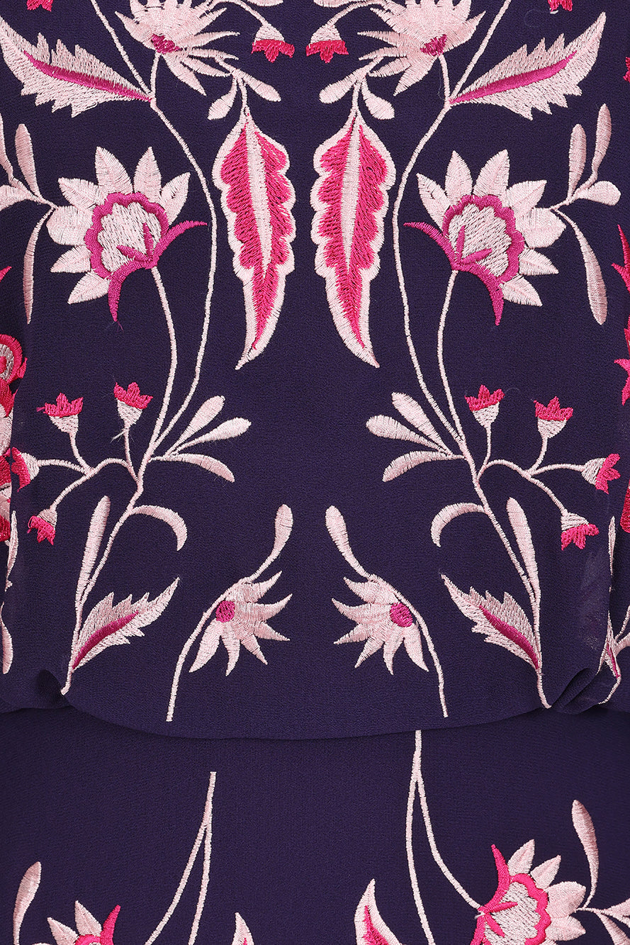 Frock and Frill Viola purple embroidered maxi dress