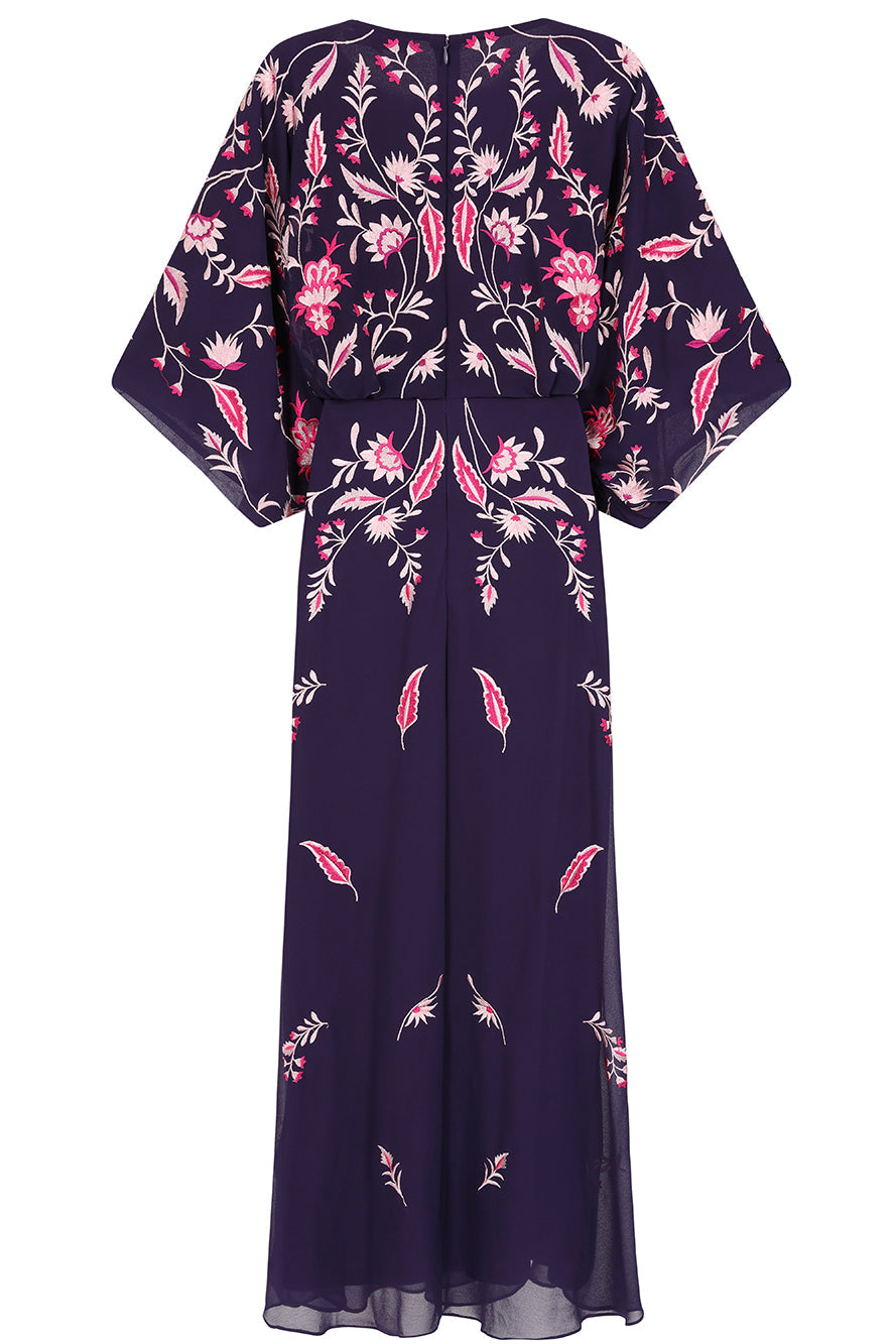 Frock and Frill Viola purple embroidered maxi dress