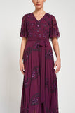 Viola Purple Embellished Midaxi Dress