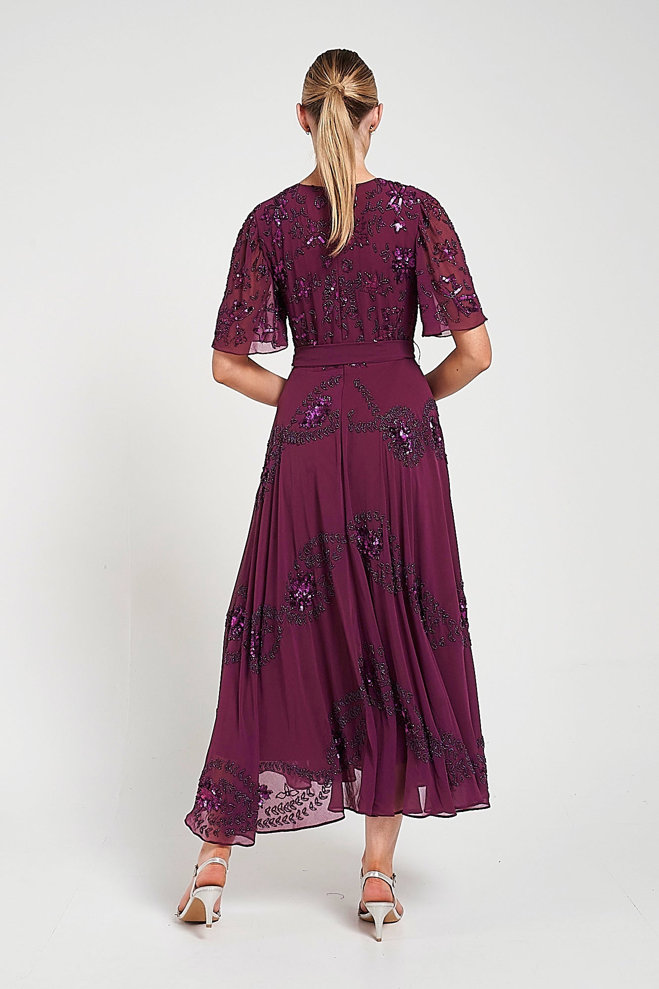 Viola Purple Embellished Midaxi Dress