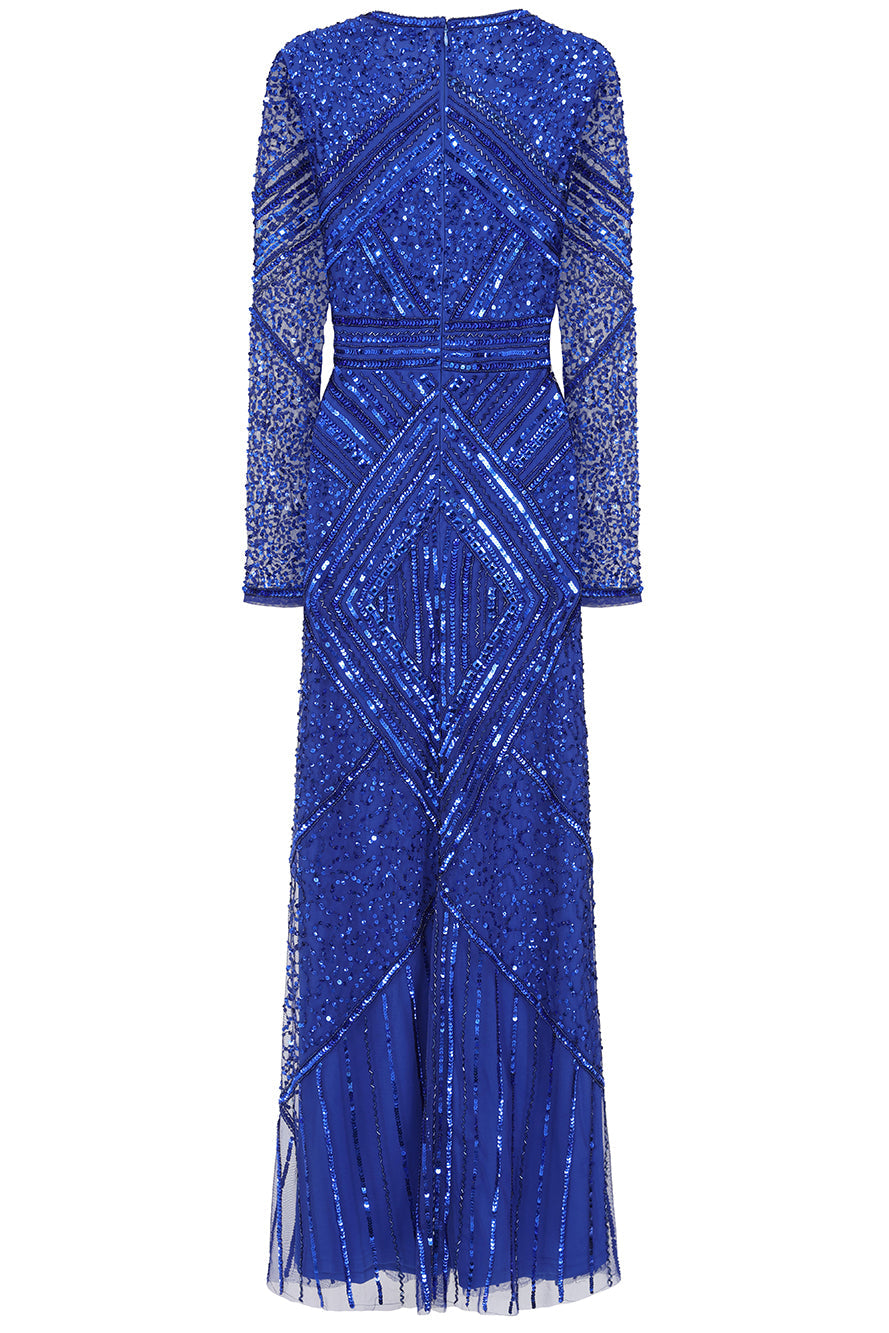Vivian Blue Embellished Maxi Dress
