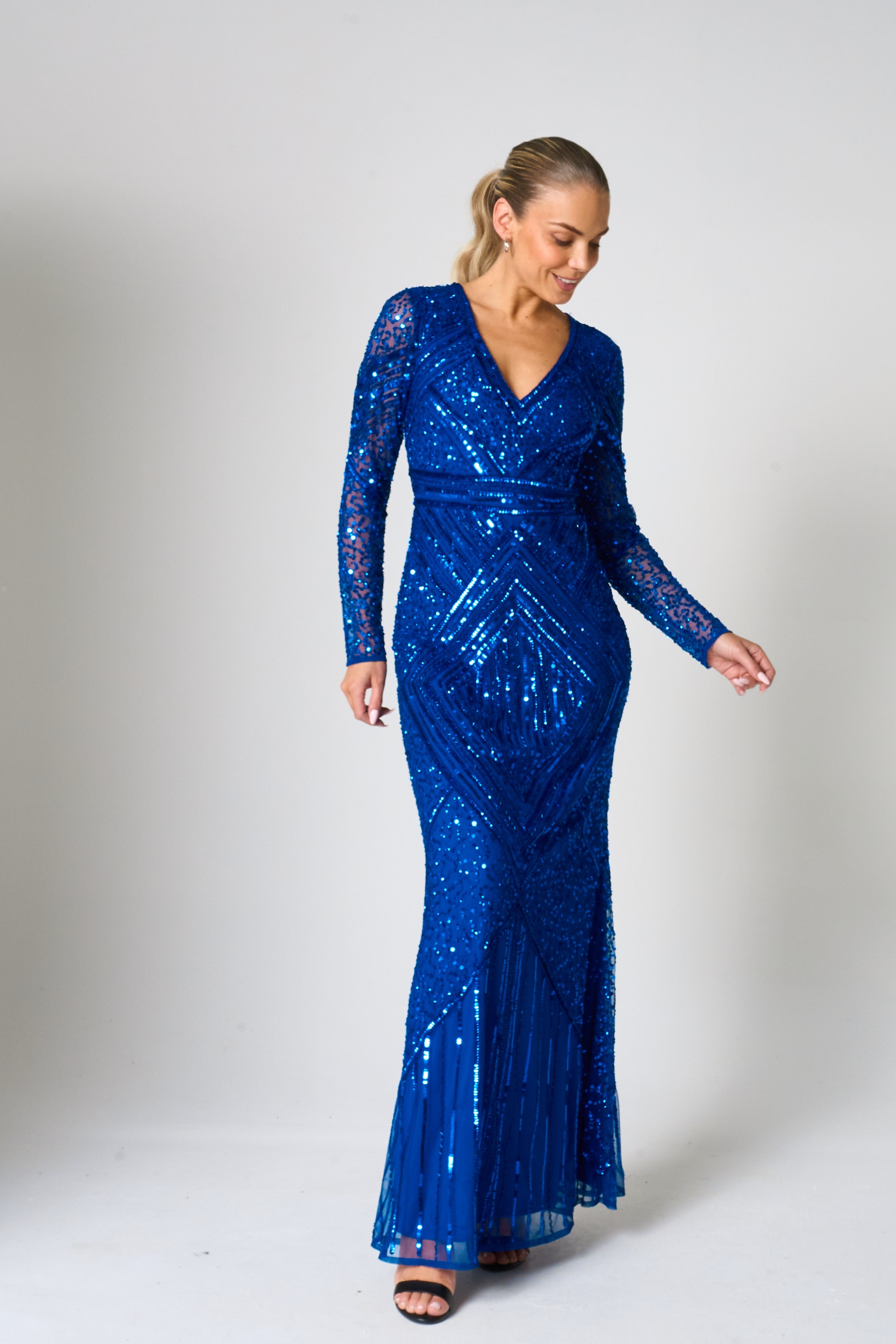Vivian Blue Embellished Maxi Dress