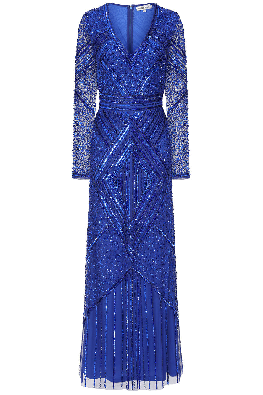 Vivian Blue Embellished Maxi Dress