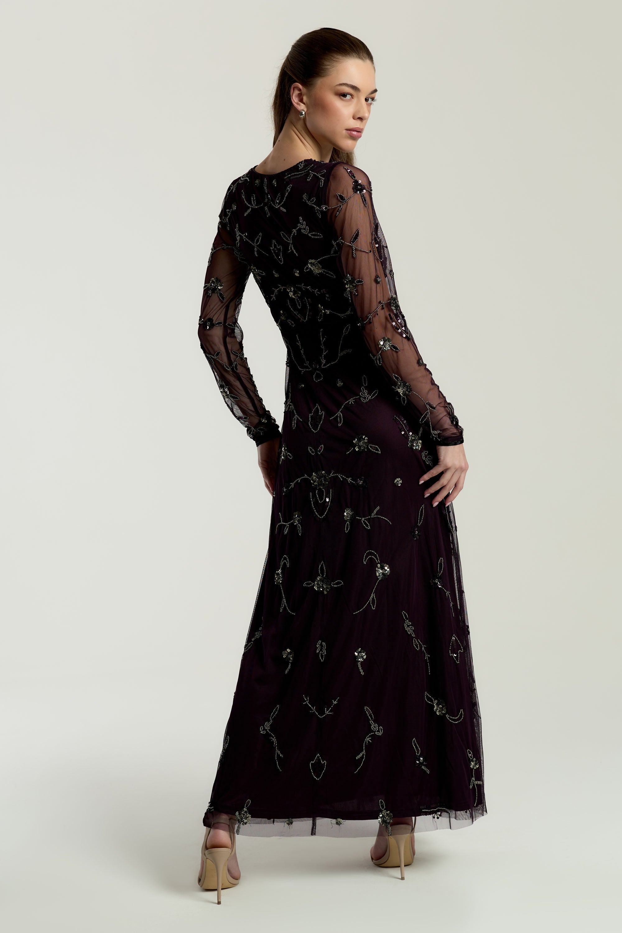 Willow Deep Purple Embellished Maxi Dress
