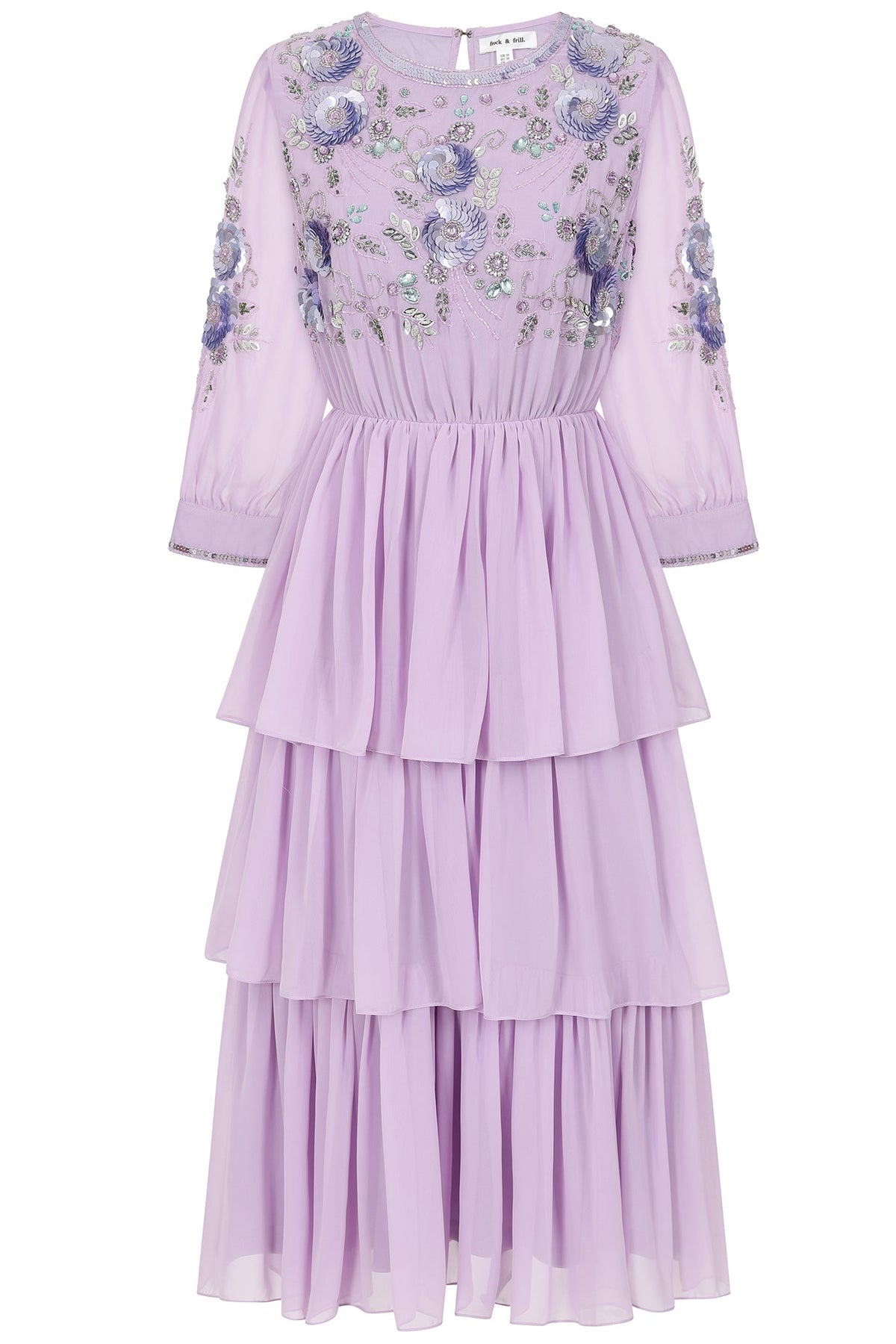 Yolanda Lilac Floral Embellished Midi Dress