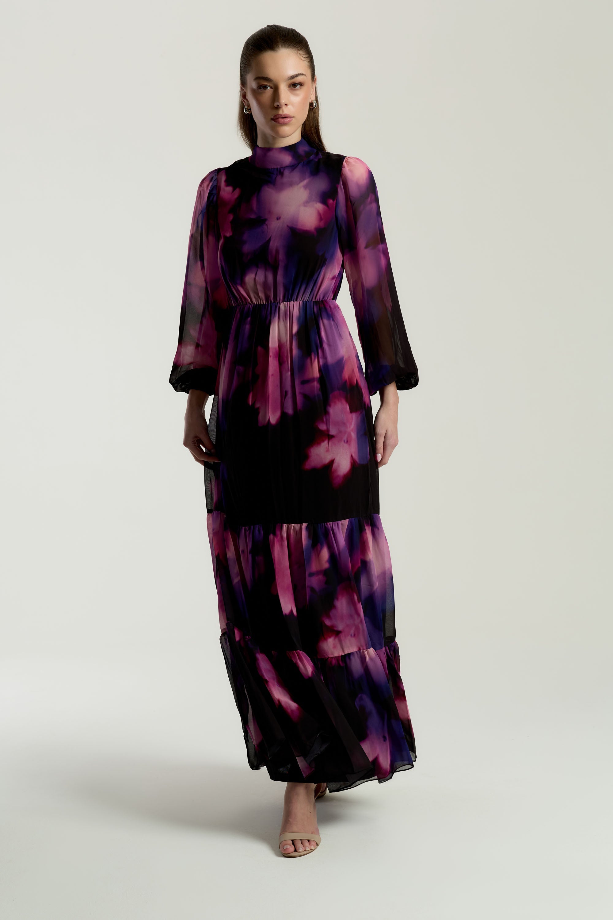 Zahara Black Floral Print Maxi Dress