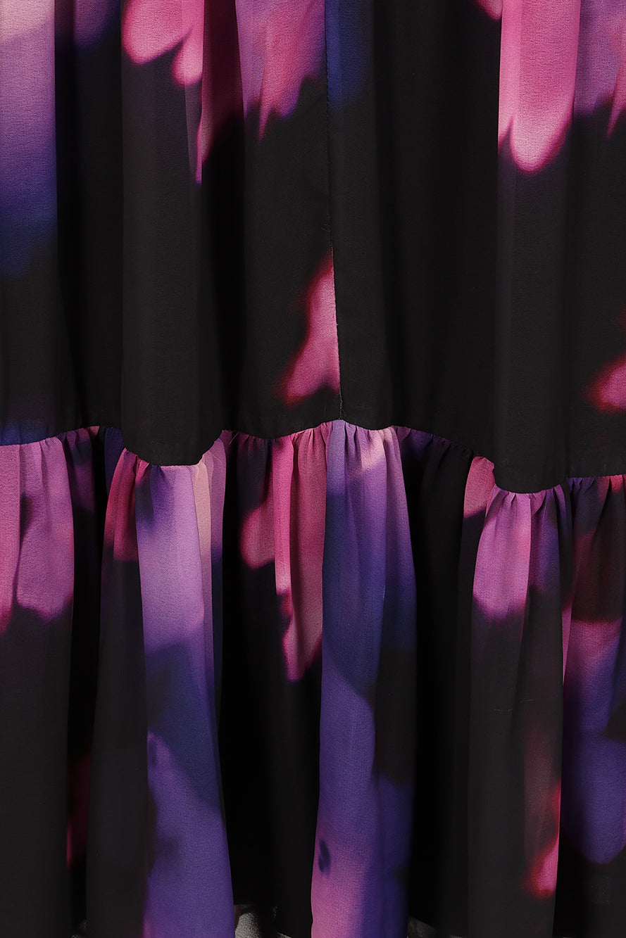 Zahara Black Floral Print Maxi Dress