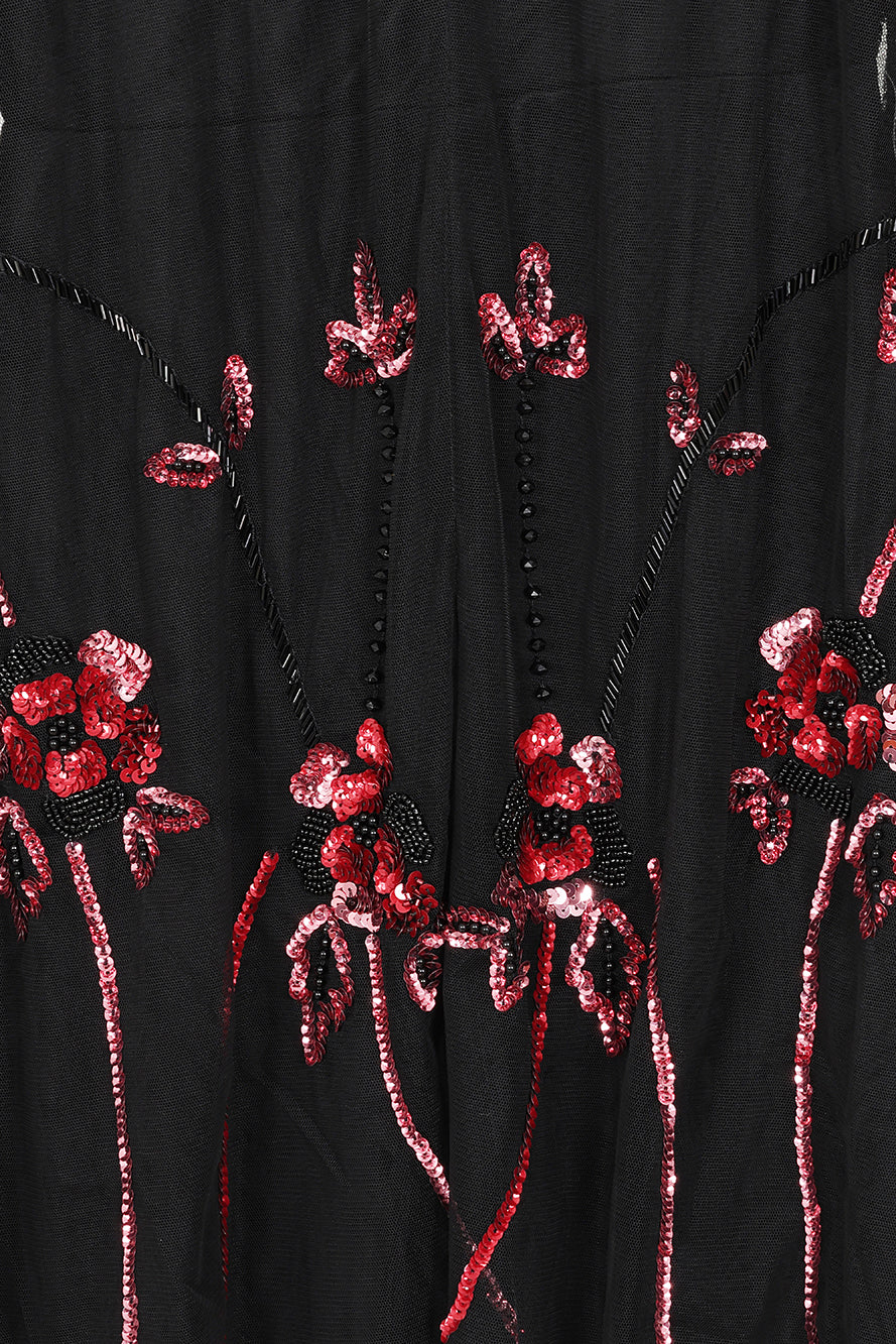 Zola black embellished cape maxi dress by Frock and Frill with floral detailing