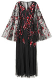 Zola black embellished cape maxi dress by Frock and Frill with floral detailing