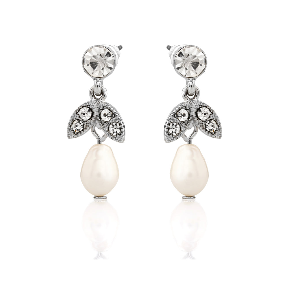 Lula Short Pearl Drop Crystal Earrings